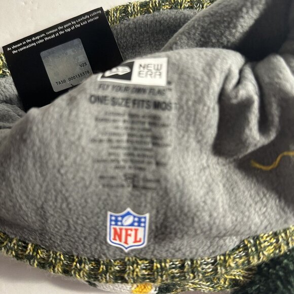 Green Bay Packers New Era Winter Knit Hat Beanie Fleece Lined One Size NWT. - Picture 6 of 6